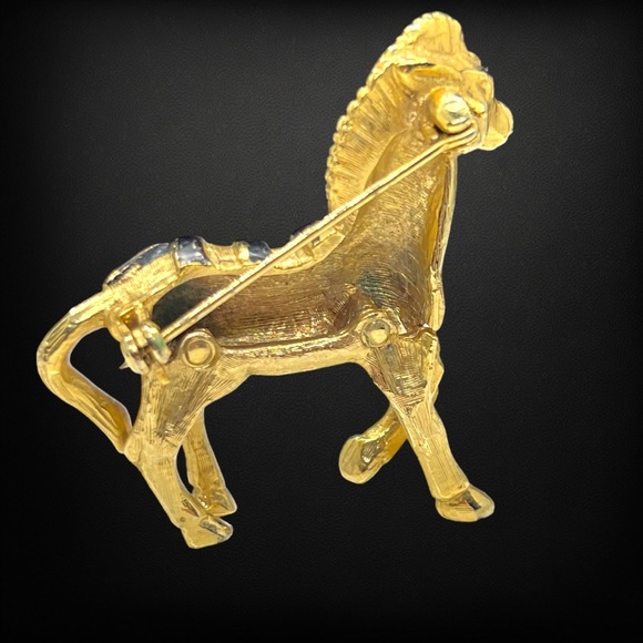 Vintage Gold & Black Stripe Zebra Figural Brooch - Picture 4 of 6